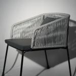 Woven Rope Outdoor Chair with Grey Cushion