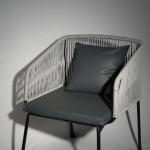 Woven Rope Outdoor Chair with Grey Cushion